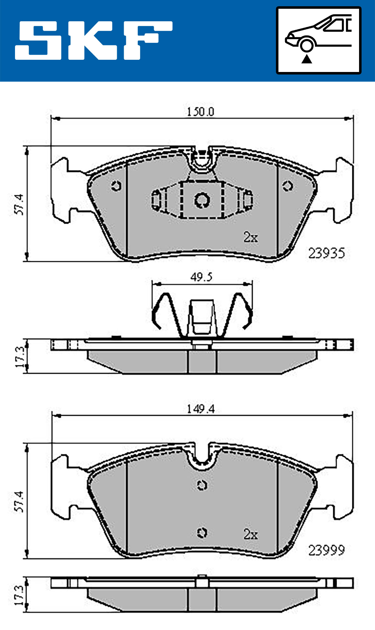 Set placute frana,frana disc VKBP 80399 SKF